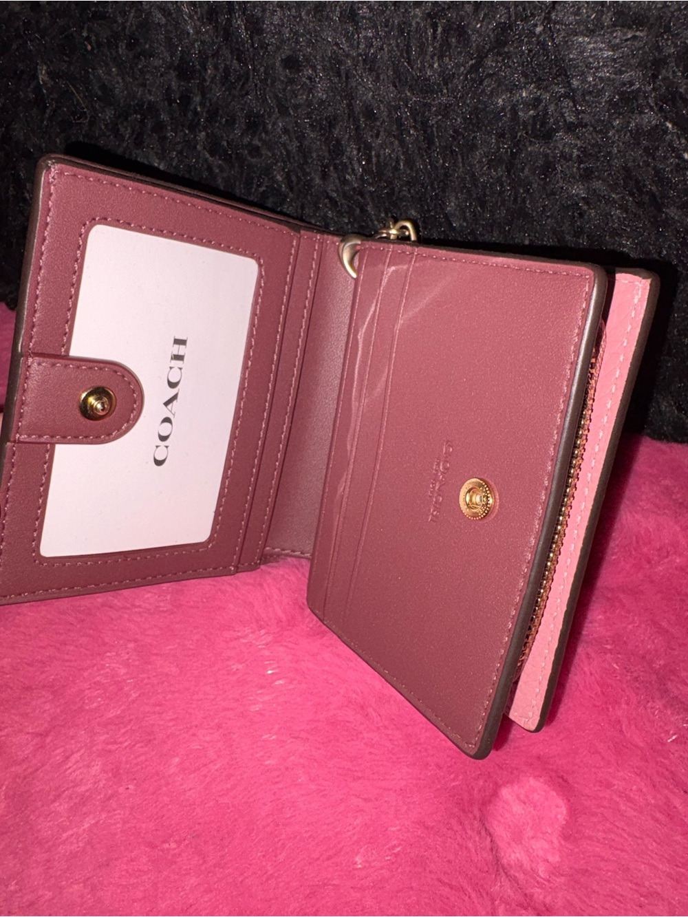 Coach Pink Pebble Leather Snap Wallet - Picture 2 of 3